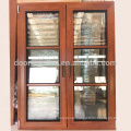 European style 6 panel design grille french window with wooden frames